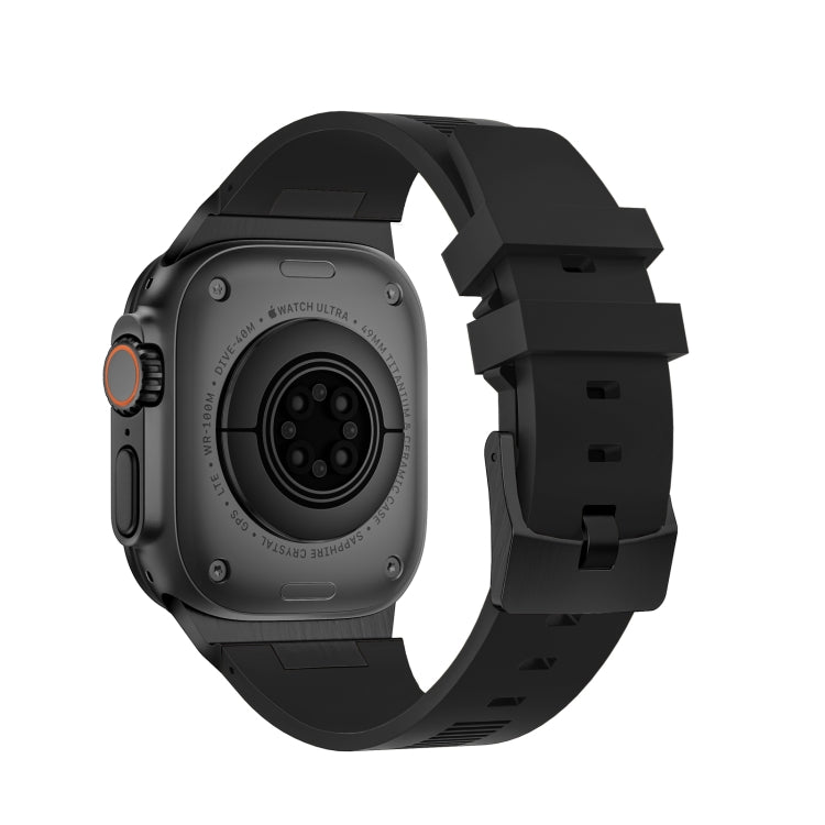 For Apple Watch SE 44mm Loners Liquid Silicone Watch Band(Black Black) - Watch Bands by PMC Jewellery | Online Shopping South Africa | PMC Jewellery