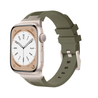 For Apple Watch SE 44mm Loners Liquid Silicone Watch Band(Titanium Green) - Watch Bands by PMC Jewellery | Online Shopping South Africa | PMC Jewellery