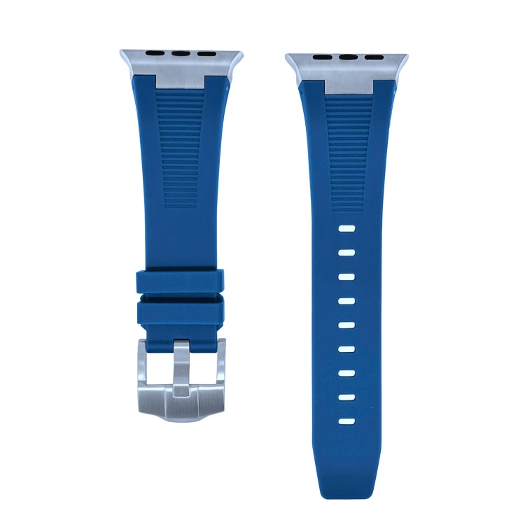 For Apple Watch Series 5 44mm Loners Liquid Silicone Watch Band(Silver Midnight Blue) - Watch Bands by PMC Jewellery | Online Shopping South Africa | PMC Jewellery