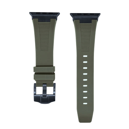 For Apple Watch 42mm Loners Liquid Silicone Watch Band(Black Green) - Watch Bands by PMC Jewellery | Online Shopping South Africa | PMC Jewellery