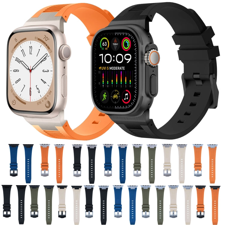 For Apple Watch Series 7 45mm Loners Liquid Silicone Watch Band(Sliver Orange) - Watch Bands by PMC Jewellery | Online Shopping South Africa | PMC Jewellery