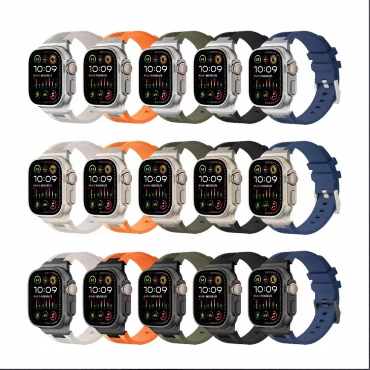 For Apple Watch Series 8 45mm Loners Liquid Silicone Watch Band(Titanium Midnight Blue) - Watch Bands by PMC Jewellery | Online Shopping South Africa | PMC Jewellery