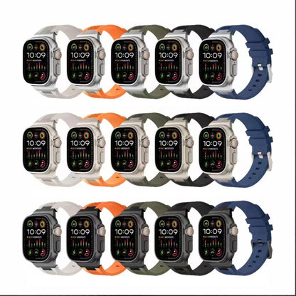 For Apple Watch Series 7 45mm Loners Liquid Silicone Watch Band(Sliver Orange) - Watch Bands by PMC Jewellery | Online Shopping South Africa | PMC Jewellery