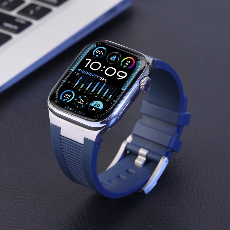 For Apple Watch Series 2 42mm Loners Liquid Silicone Watch Band(Titanium Midnight Blue) - Watch Bands by PMC Jewellery | Online Shopping South Africa | PMC Jewellery