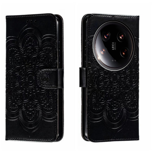 For Xiaomi 14 Ultra Sun Mandala Embossing Pattern Phone Leather Case(Black) - 14 Ultra Cases by PMC Jewellery | Online Shopping South Africa | PMC Jewellery | Buy Now Pay Later Mobicred