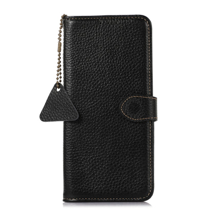 For Google Pixel 9 Pro Genuine Leather Litchi Texture RFID Leather Phone Case(Black) - Google Cases by PMC Jewellery | Online Shopping South Africa | PMC Jewellery | Buy Now Pay Later Mobicred