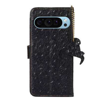 For Google Pixel 9 Ostrich Pattern Genuine Leather RFID Phone Case(Black) - Google Cases by PMC Jewellery | Online Shopping South Africa | PMC Jewellery | Buy Now Pay Later Mobicred