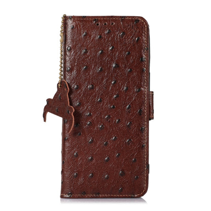 For Google Pixel 9 Ostrich Pattern Genuine Leather RFID Phone Case(Coffee) - Google Cases by PMC Jewellery | Online Shopping South Africa | PMC Jewellery | Buy Now Pay Later Mobicred