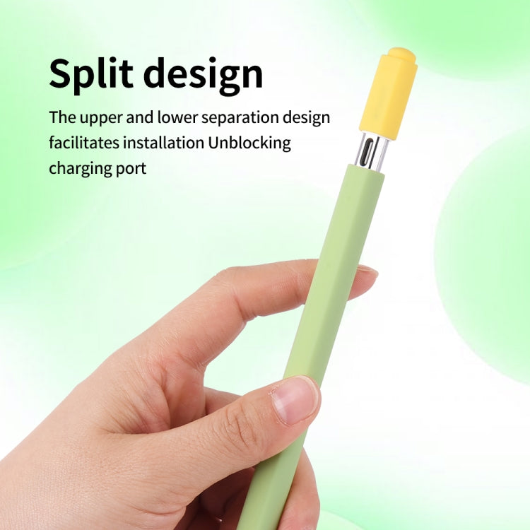 For Apple Pencil (USB-C) Double Cap Contrasting Color Silicone Protective Case(Matcha Green) - Pencil Accessories by PMC Jewellery | Online Shopping South Africa | PMC Jewellery | Buy Now Pay Later Mobicred