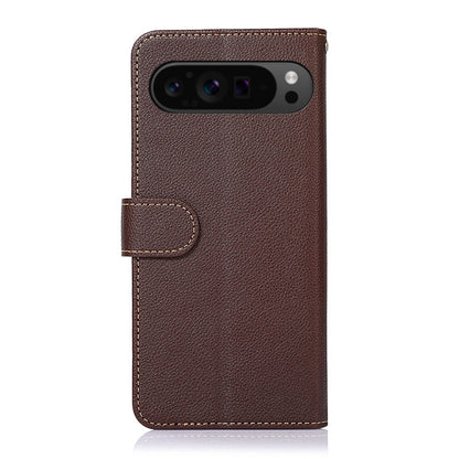 For Google Pixel 9 KHAZNEH Litchi Texture Leather RFID Phone Case(Brown) - Google Cases by PMC Jewellery | Online Shopping South Africa | PMC Jewellery | Buy Now Pay Later Mobicred