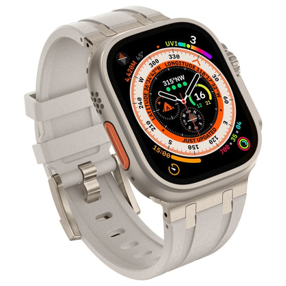 For Apple Watch Ultra 49mm Stone Grain Liquid Silicone Watch Band(Titanium Starlight) - Watch Bands by PMC Jewellery | Online Shopping South Africa | PMC Jewellery