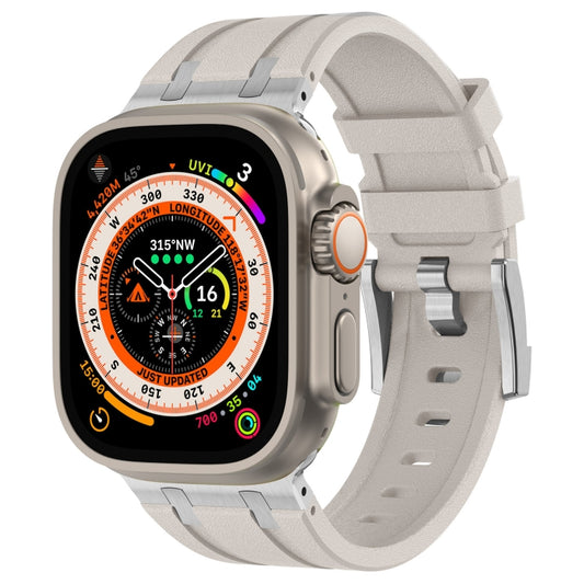 For Apple Watch Ultra 49mm Stone Grain Liquid Silicone Watch Band(Silver Starlight) - Watch Bands by PMC Jewellery | Online Shopping South Africa | PMC Jewellery