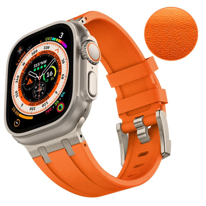 For Apple Watch Series 8 45mm Stone Grain Liquid Silicone Watch Band(Titanium Orange) - Watch Bands by PMC Jewellery | Online Shopping South Africa | PMC Jewellery