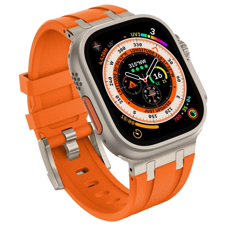 For Apple Watch Series 8 45mm Stone Grain Liquid Silicone Watch Band(Titanium Orange) - Watch Bands by PMC Jewellery | Online Shopping South Africa | PMC Jewellery