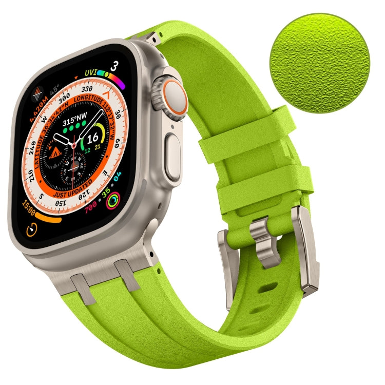 For Apple Watch SE 44mm Stone Grain Liquid Silicone Watch Band(Titanium Green) - Watch Bands by PMC Jewellery | Online Shopping South Africa | PMC Jewellery