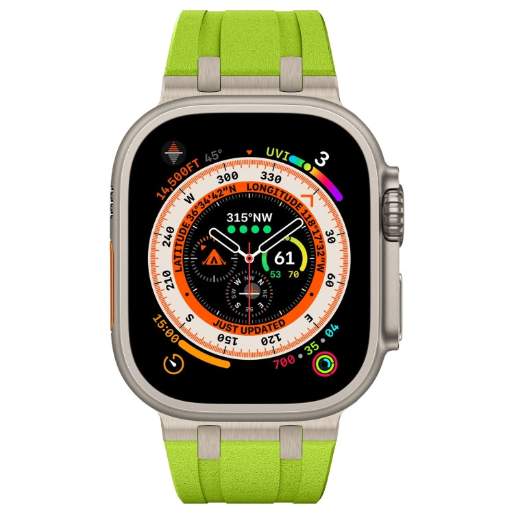 For Apple Watch Series 6 44mm Stone Grain Liquid Silicone Watch Band(Titanium Green) - Watch Bands by PMC Jewellery | Online Shopping South Africa | PMC Jewellery