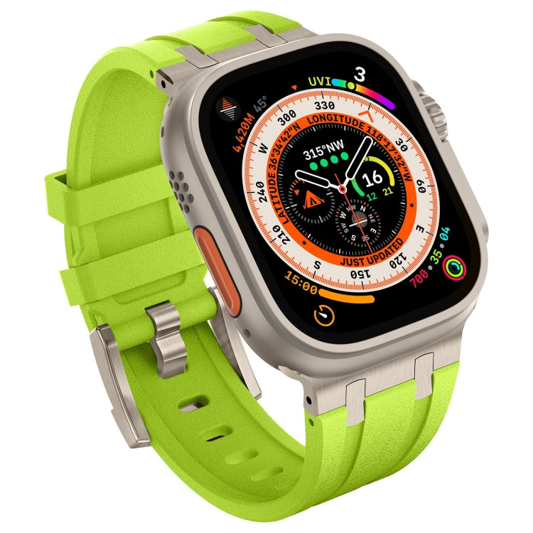 For Apple Watch Series 6 44mm Stone Grain Liquid Silicone Watch Band(Titanium Green) - Watch Bands by PMC Jewellery | Online Shopping South Africa | PMC Jewellery