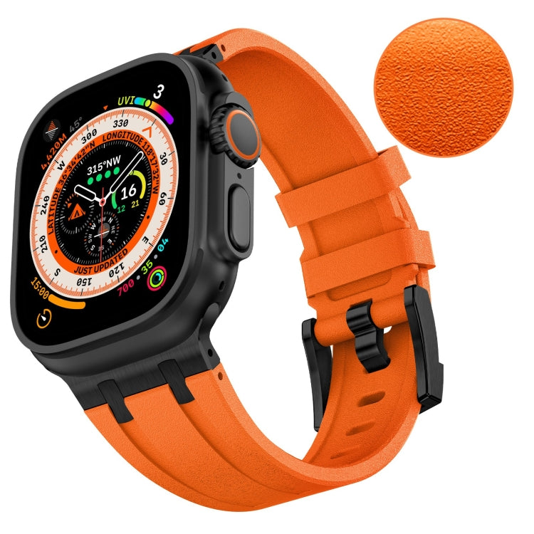 For Apple Watch Series 5 44mm Stone Grain Liquid Silicone Watch Band(Black Orange) - Watch Bands by PMC Jewellery | Online Shopping South Africa | PMC Jewellery