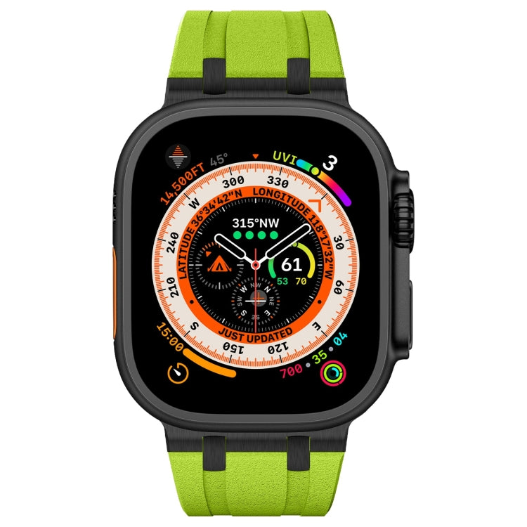 For Apple Watch Series 4 44mm Stone Grain Liquid Silicone Watch Band(Black Green) - Watch Bands by PMC Jewellery | Online Shopping South Africa | PMC Jewellery