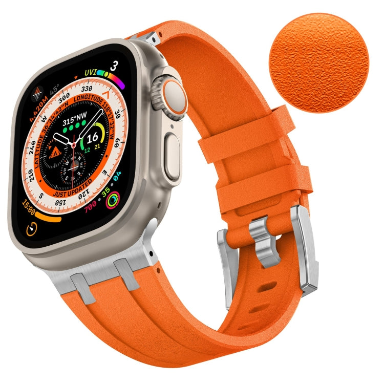 For Apple Watch 42mm Stone Grain Liquid Silicone Watch Band(Sliver Orange) - Watch Bands by PMC Jewellery | Online Shopping South Africa | PMC Jewellery