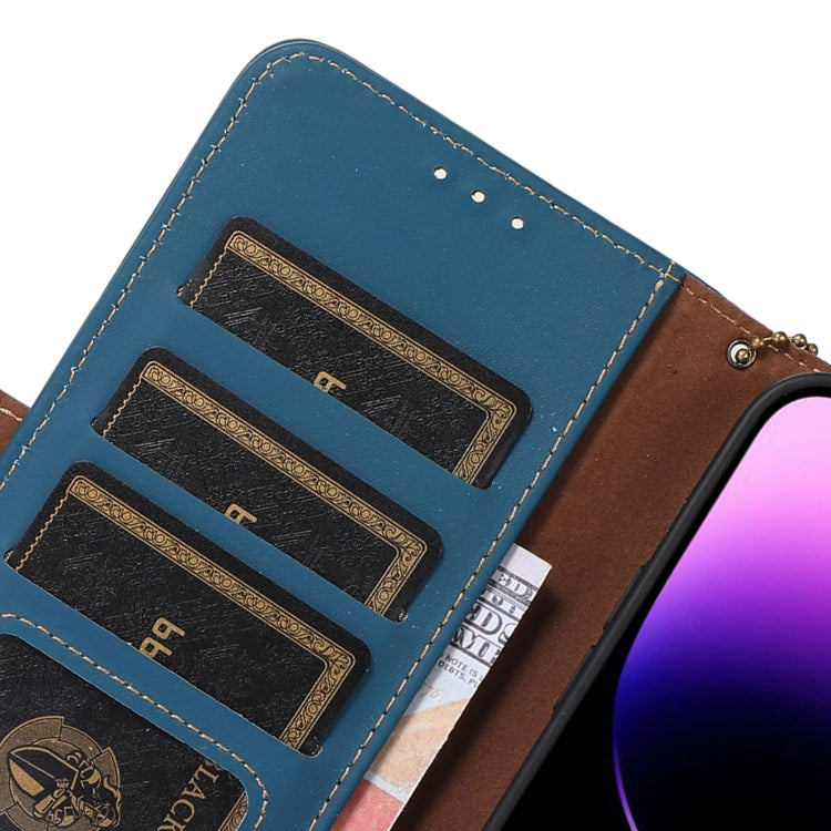 For Google Pixel 9 Pro Genuine Leather Magnetic RFID Leather Phone Case(Blue) - Google Cases by PMC Jewellery | Online Shopping South Africa | PMC Jewellery | Buy Now Pay Later Mobicred