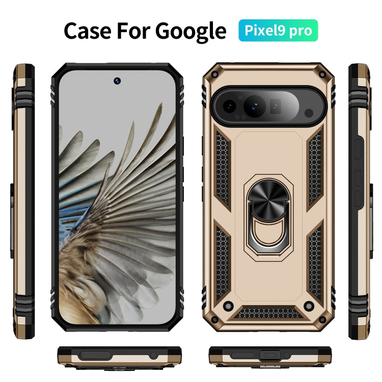 For Google Pixel 9 Pro Shockproof TPU + PC Phone Case with Holder(Gold) - Google Cases by PMC Jewellery | Online Shopping South Africa | PMC Jewellery | Buy Now Pay Later Mobicred