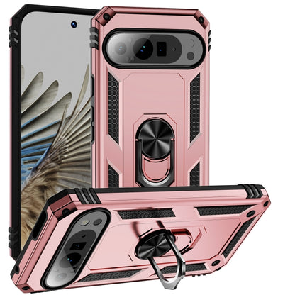 For Google Pixel 9 Pro Shockproof TPU + PC Phone Case with Holder(Rose Gold) - Google Cases by PMC Jewellery | Online Shopping South Africa | PMC Jewellery | Buy Now Pay Later Mobicred