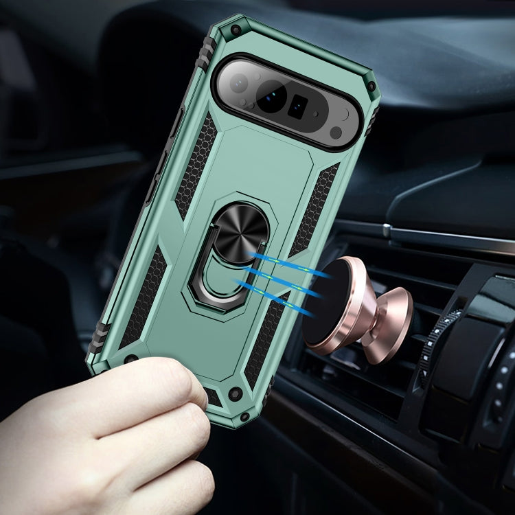 For Google Pixel 9 Pro Shockproof TPU + PC Phone Case with Holder(Dark Green) - Google Cases by PMC Jewellery | Online Shopping South Africa | PMC Jewellery | Buy Now Pay Later Mobicred