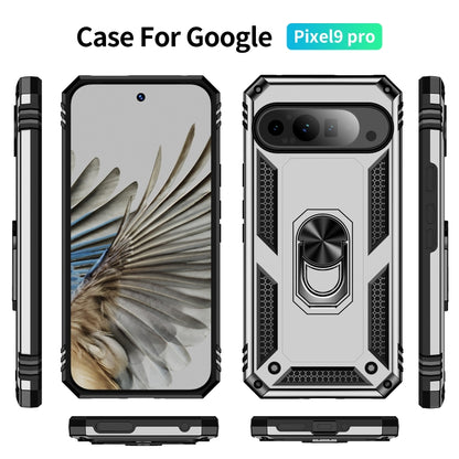 For Google Pixel 9 Pro Shockproof TPU + PC Phone Case with Holder(Silver) - Google Cases by PMC Jewellery | Online Shopping South Africa | PMC Jewellery | Buy Now Pay Later Mobicred