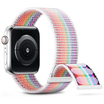 For Apple Watch SE 40mm Dual Hook and Loop Nylon Watch Band(Rainbow) - Watch Bands by PMC Jewellery | Online Shopping South Africa | PMC Jewellery