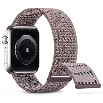 For Apple Watch 42mm Dual Hook and Loop Nylon Watch Band(Smoke Purple) - Watch Bands by PMC Jewellery | Online Shopping South Africa | PMC Jewellery