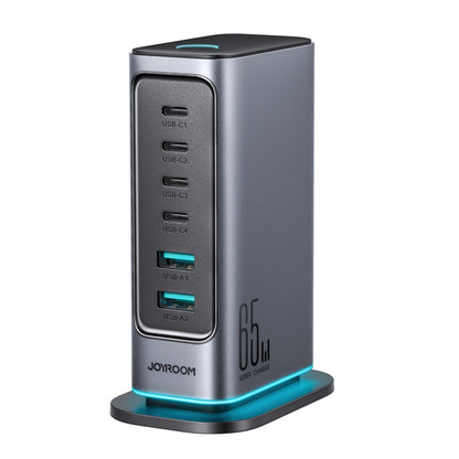 JOYROOM JR-TCM02 6 in 1 65W GaN 4 USB-C & 2 USB-A Multi-port Charger, Power Plug:EU Plug(Dark Gray) - Multifunction Charger by JOYROOM | Online Shopping South Africa | PMC Jewellery | Buy Now Pay Later Mobicred