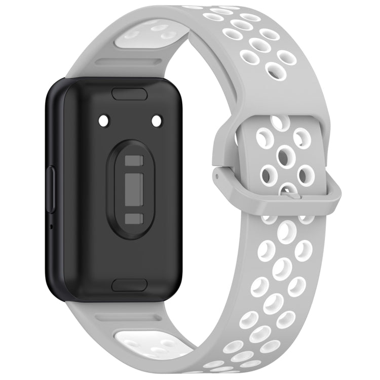 For Samsung Galaxy Fit 3 Two Color Breathable Silicone Watch Band(Grey White) - Watch Bands by PMC Jewellery | Online Shopping South Africa | PMC Jewellery