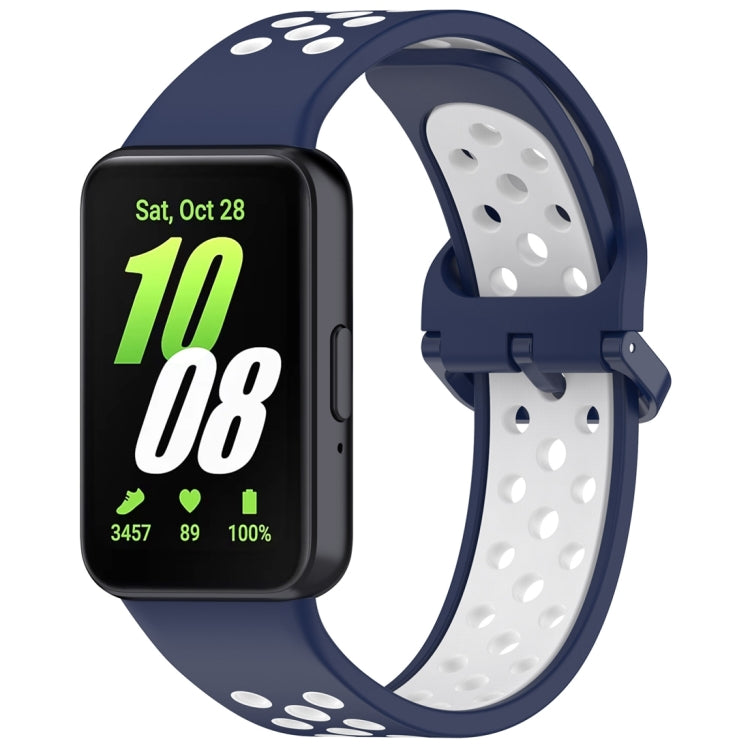 For Samsung Galaxy Fit 3 Two Color Breathable Silicone Watch Band(Midnight Blue White) - Watch Bands by PMC Jewellery | Online Shopping South Africa | PMC Jewellery