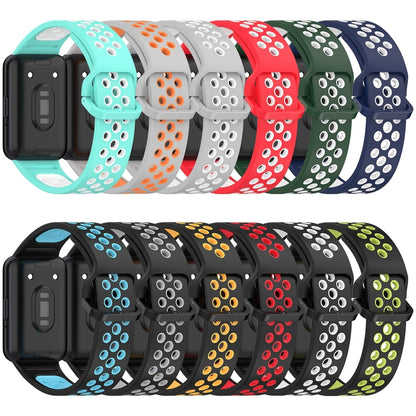 For Samsung Galaxy Fit 3 Two Color Breathable Silicone Watch Band(Black White) - Watch Bands by PMC Jewellery | Online Shopping South Africa | PMC Jewellery