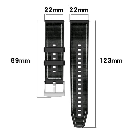 22mm Hybrid Nylon Braid Silicone Watch Band(Midnight Blue) - 22mm Bands by PMC Jewellery | Online Shopping South Africa | PMC Jewellery