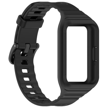 For Samsung Galaxy Fit 3 Solid Color Integrated TPU Watch Band(Black) - Watch Bands by PMC Jewellery | Online Shopping South Africa | PMC Jewellery