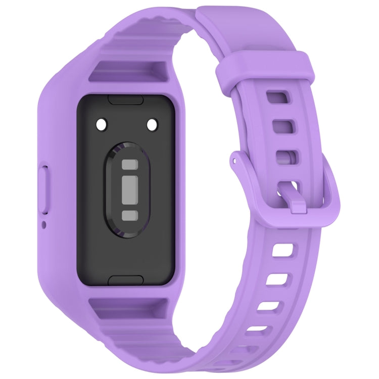 For Samsung Galaxy Fit 3 Solid Color Integrated TPU Watch Band(Purple) - Watch Bands by PMC Jewellery | Online Shopping South Africa | PMC Jewellery