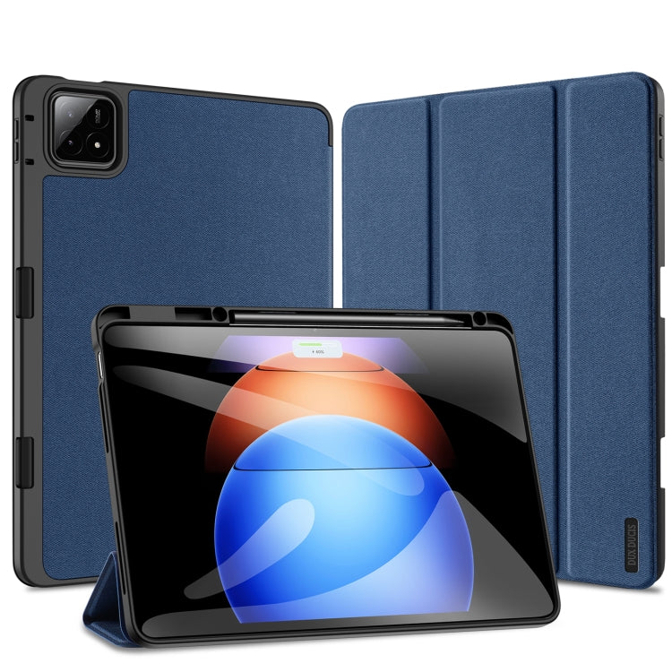 For Xiaomi Pad 6S Pro 12.4 DUX DUCIS Domo Series Cloth Texture Magnetic Leather Tablet Case(Blue) - More Tablet Cases by DUX DUCIS | Online Shopping South Africa | PMC Jewellery | Buy Now Pay Later Mobicred