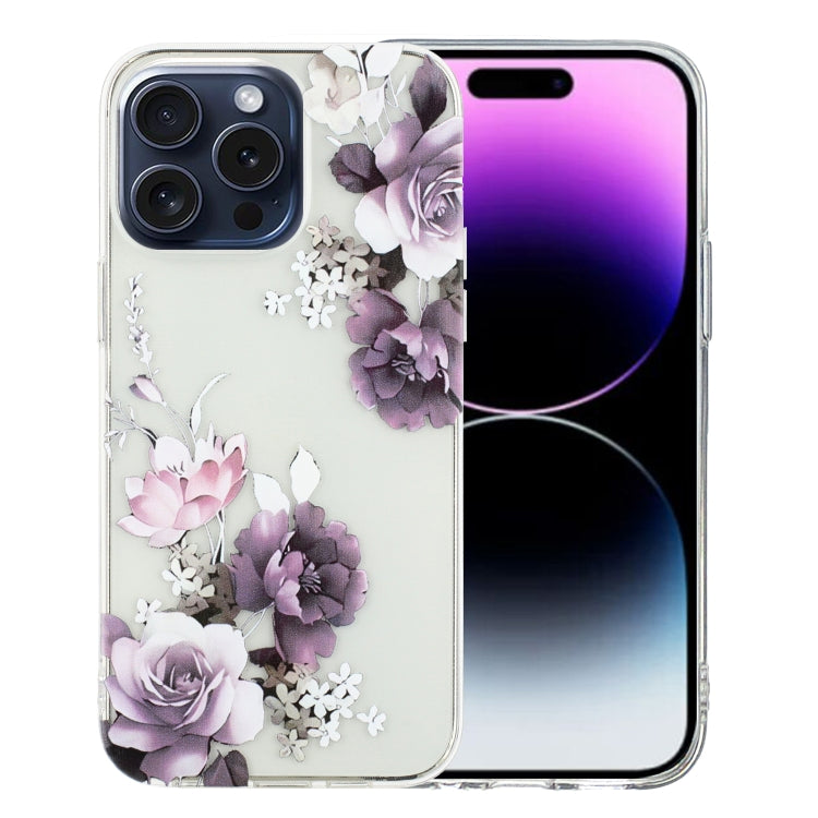 For iPhone 16 Pro Colorful Painting Pattern TPU Phone Case(Peony) - iPhone 16 Pro Cases by PMC Jewellery | Online Shopping South Africa | PMC Jewellery | Buy Now Pay Later Mobicred