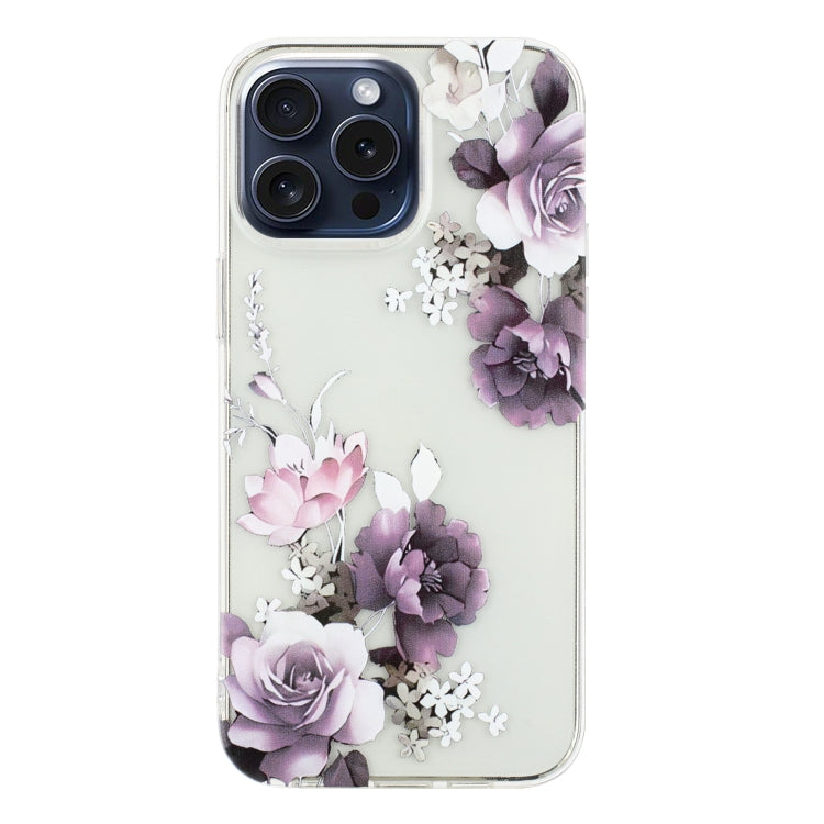 For iPhone 16 Pro Colorful Painting Pattern TPU Phone Case(Peony) - iPhone 16 Pro Cases by PMC Jewellery | Online Shopping South Africa | PMC Jewellery | Buy Now Pay Later Mobicred