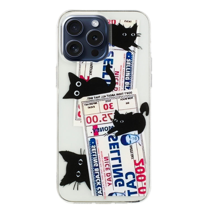 For iPhone 16 Pro Colorful Painting Pattern TPU Phone Case(Black Cat) - iPhone 16 Pro Cases by PMC Jewellery | Online Shopping South Africa | PMC Jewellery | Buy Now Pay Later Mobicred