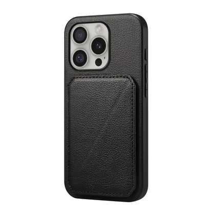 For iPhone 16 Pro Max D04 Calf Texture Dual Card Slot Holder Phone Case(Black) - iPhone 16 Pro Max Cases by PMC Jewellery | Online Shopping South Africa | PMC Jewellery | Buy Now Pay Later Mobicred