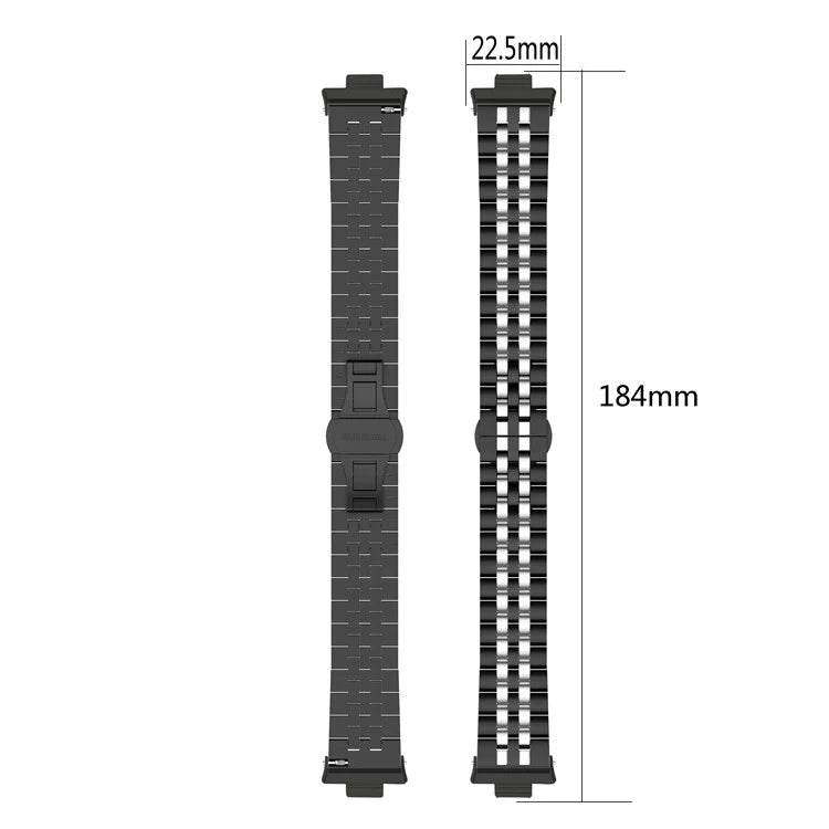 For Xiaomi Mi Band 8 Pro Five-bead Butterfly Buckle Metal Watch Band(Black Silver A) - Watch Bands by PMC Jewellery | Online Shopping South Africa | PMC Jewellery