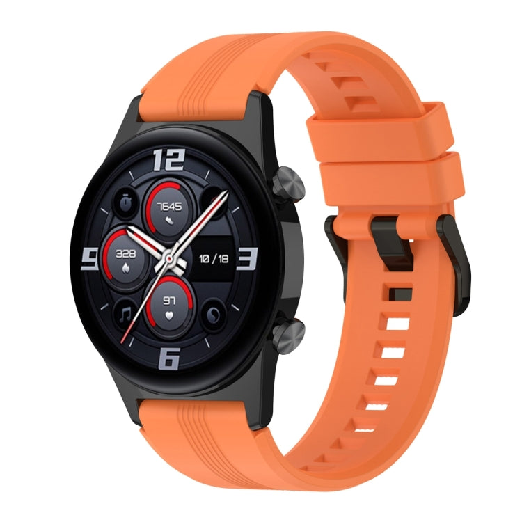 For Honor Watch GS 4 Striped Stainless Steel Buckle Silicone Watch Band(Orange) - Watch Bands by PMC Jewellery | Online Shopping South Africa | PMC Jewellery