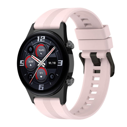 For Honor Watch GS 4 Striped Stainless Steel Buckle Silicone Watch Band(Light Pink) - Watch Bands by PMC Jewellery | Online Shopping South Africa | PMC Jewellery