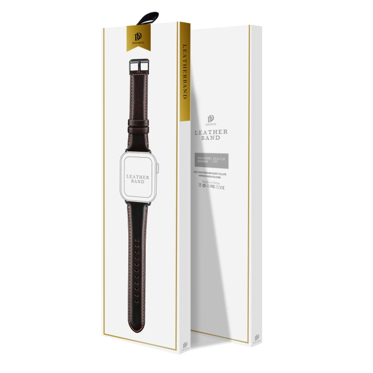 For Apple Watch Ultra 2 49mm DUX DUCIS Business Genuine Leather Watch Strap(Coffee) - Watch Bands by DUX DUCIS | Online Shopping South Africa | PMC Jewellery