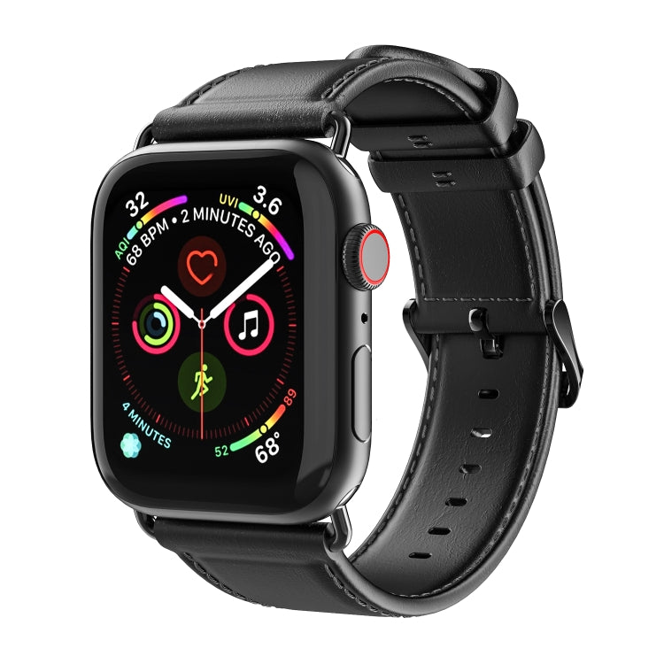 For Apple Watch Ultra 49mm DUX DUCIS Business Genuine Leather Watch Strap(Black) - Watch Bands by DUX DUCIS | Online Shopping South Africa | PMC Jewellery