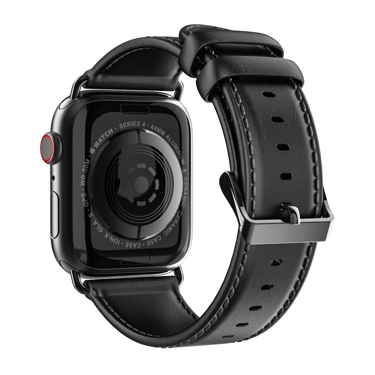 For Apple Watch Ultra 49mm DUX DUCIS Business Genuine Leather Watch Strap(Black) - Watch Bands by DUX DUCIS | Online Shopping South Africa | PMC Jewellery