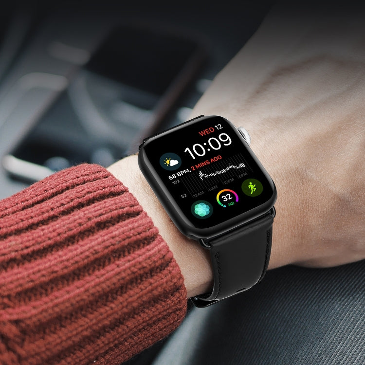 For Apple Watch Ultra 49mm DUX DUCIS Business Genuine Leather Watch Strap(Black) - Watch Bands by DUX DUCIS | Online Shopping South Africa | PMC Jewellery